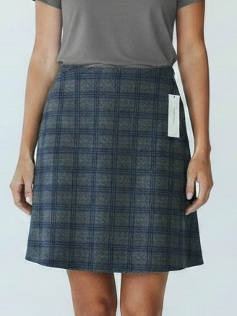 NWT Calvin Klein Grey/Blue Plaid Skirt